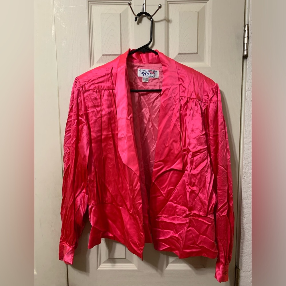 Vintage pink silk crop blazer